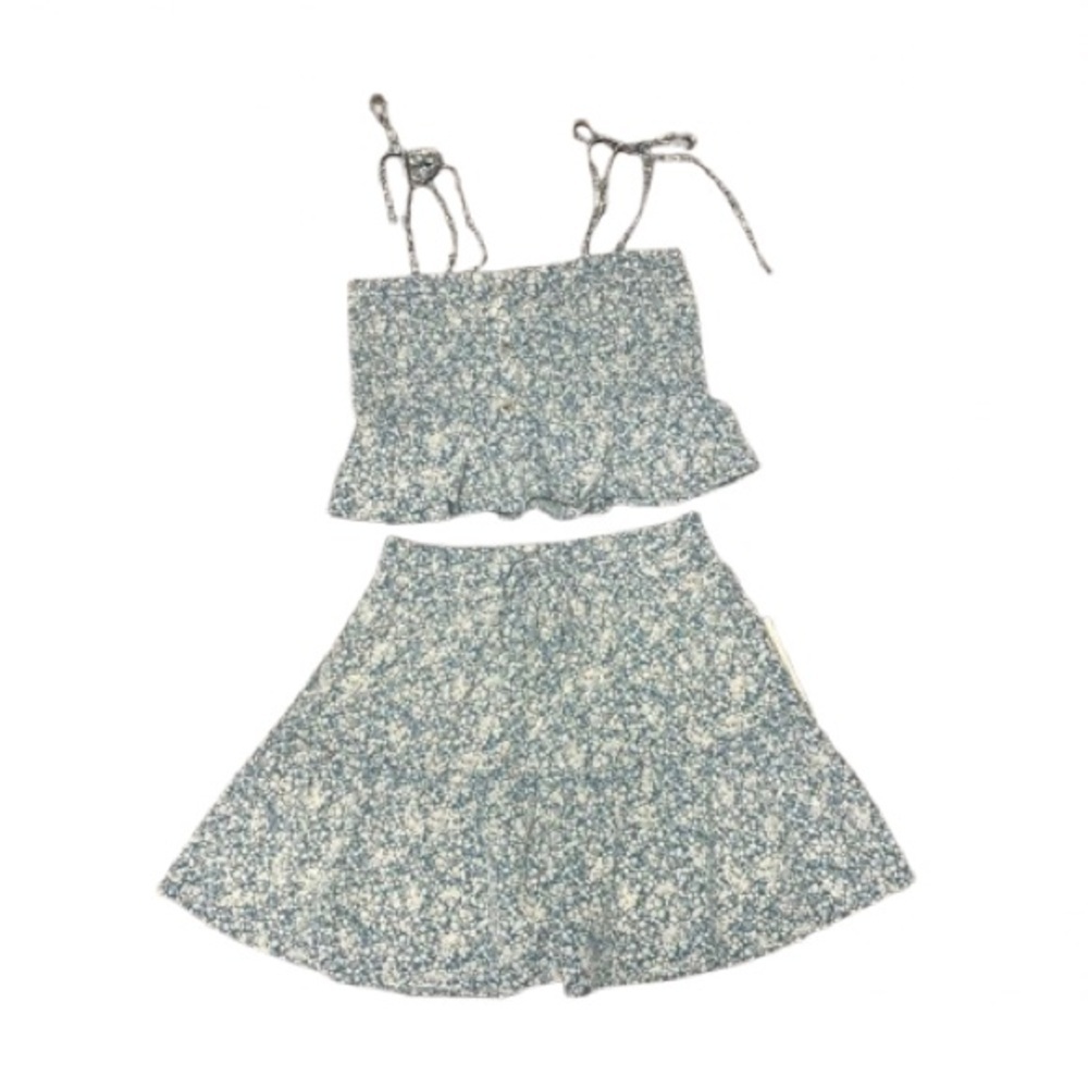 Paper Crane Set Women’s Size Large Floral Tiered Mini Skirt & Smocked Peplum Top